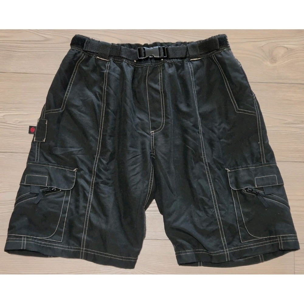 Hoss Technical Gear Cargo Belted Cycling Shorts Mens XL Black Padded